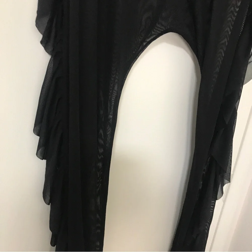 3/$15 Kandyshop black sheer mesh swim cover up ruffle side leggings